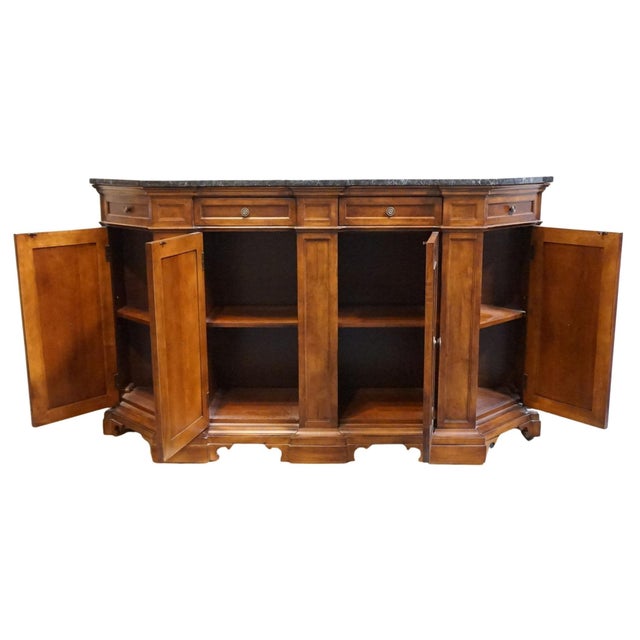 Wood Bernhardt Furniture Solid Cherry Contemporary Italian Neoclassical Tuscan Style 73" Buffet W. Granite Top 802-133 For Sale - Image 7 of 16