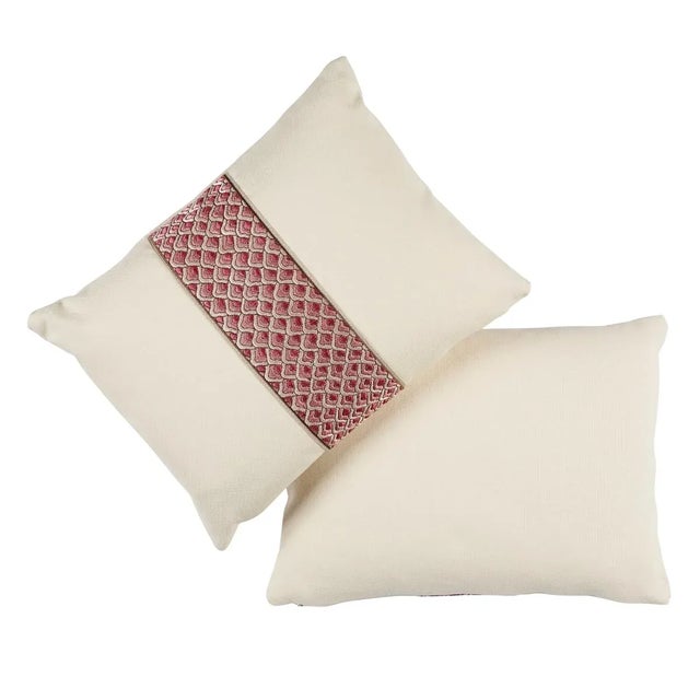Contemporary Schumacher Sunrise Embroidery 16" Lumbar Pillow in Pink For Sale - Image 3 of 5