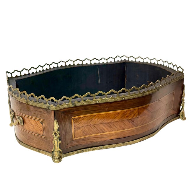 Brown 19th Century Napoleon LLL Marquetry Jardinière For Sale - Image 8 of 11