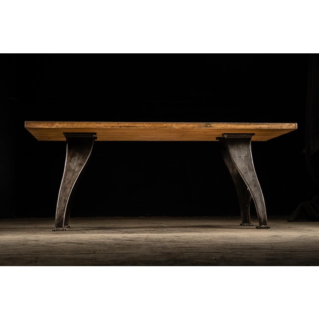 Vintage Industrial Butcher Block Dining Table With Cast Iron Legs For Sale - Image 4 of 7
