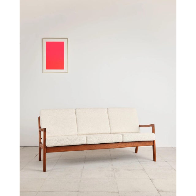 Mid-Century Modern Senator Series 3-Seater Sofa in Teak with Bouclé Upholstery by Ole Wanscher for France & Daverkosen, Denmark, 1950s For Sale - Image 3 of 18