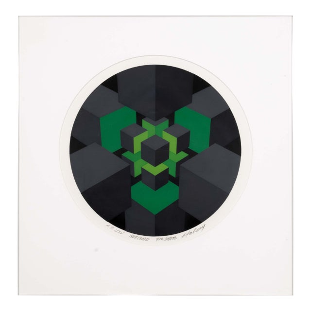 Brian Halsey Nuclead 7th State Signed Op Art Serigraph Ap I/Xv Framed 1978 For Sale