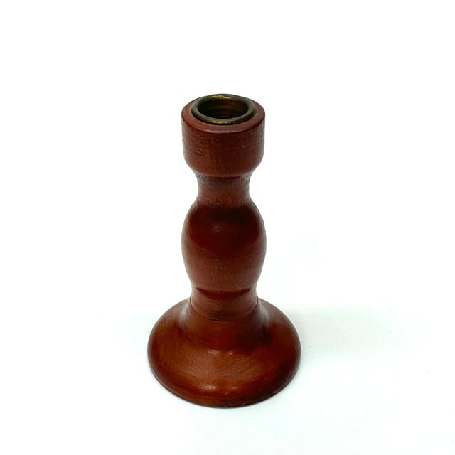 Multi-Toned Red Wooden Candle Holder Curation - Group of 5 For Sale - Image 11 of 12