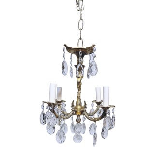 1950's Vintage Spanish Bronze Chandelier For Sale