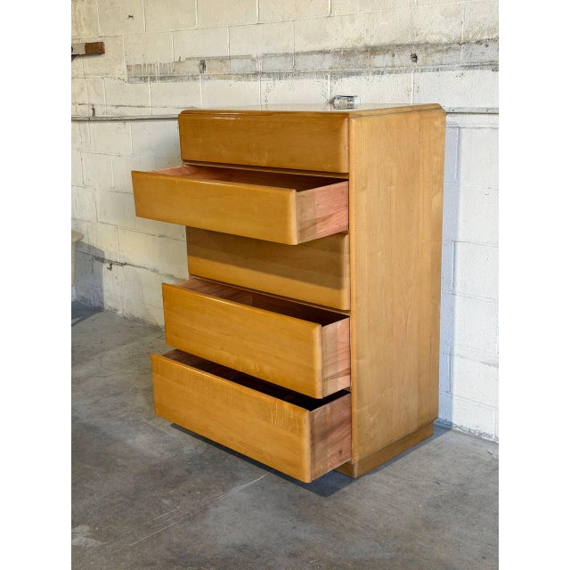 Heywood Wakefield Stardust Maple Tallboy Chest of Drawers Mid-Century Modern 1950s For Sale - Image 9 of 10