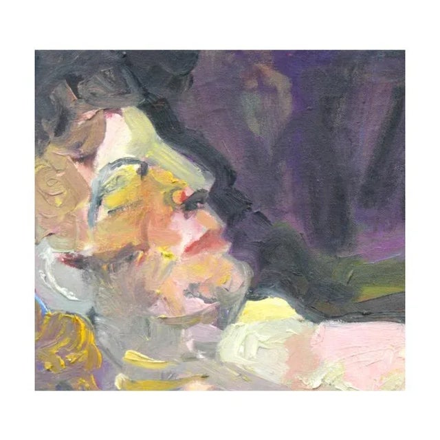 Bright mid-century abstracted figurative by unknown artist. Impasto gives added depth and interest. Unframed.