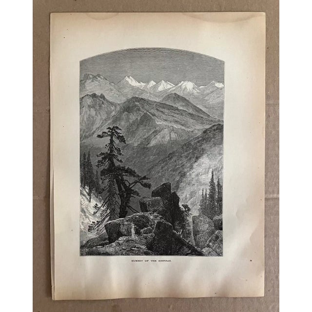 Traditional Antique 1874 Wood Engraving "Summit of the Sierras", Matted For Sale - Image 3 of 3