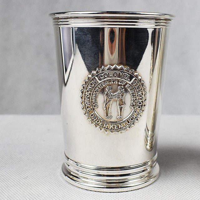 Silver Plate Engraved Kentucky Colonels Mint Julep Cups 1982 a Pair