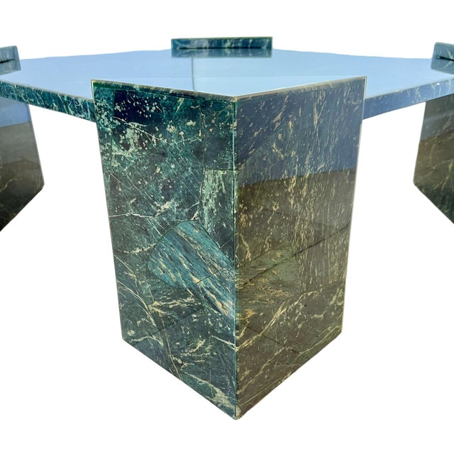 Green Modernist Green Faux Marble Fiberglass Coffee Table, 1980s For Sale - Image 8 of 12