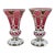 Vintage Pair of Moser? Bohemian Cased Glass Cranberry & White Hand Painted Vases For Sale