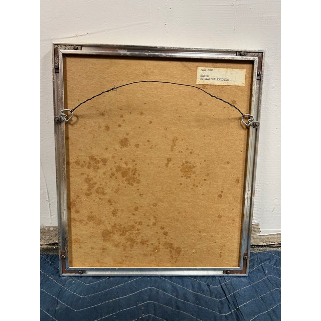 1970s Mid Century Batik Painting Red Bow Marion Knudsen For Sale - Image 5 of 5