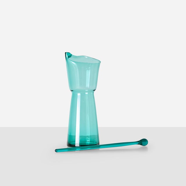 Turquoise 1960s Collection of Glassware by Jacob Bang for Kastrup Glassworks - Set of 6 For Sale - Image 8 of 8