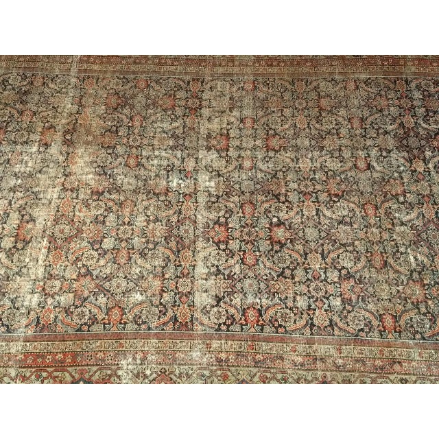 Navy Blue 19th Century Persian Farahan Gallery Rug, Hand-Knotted Wool, Allover Herati Pattern, Navy & Pistachio Green, 7x13 For Sale - Image 8 of 14