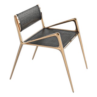"Tmlss" Chair, With Bronze and Tailor Made Woven Leather For Sale