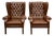 Chesterfield Wingback Armchairs in Brown Leather, 1970s, Set of 2 For Sale