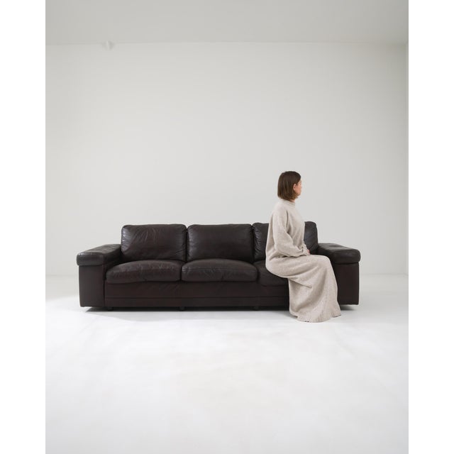 Mid-Century Modern 20th Century German Upholstered Leather Sofa For Sale - Image 3 of 9