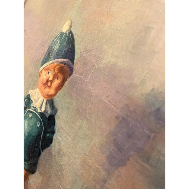 Antique Toy Still-Life Unsigned Framed Oil Painting For Sale - Image 4 of 6