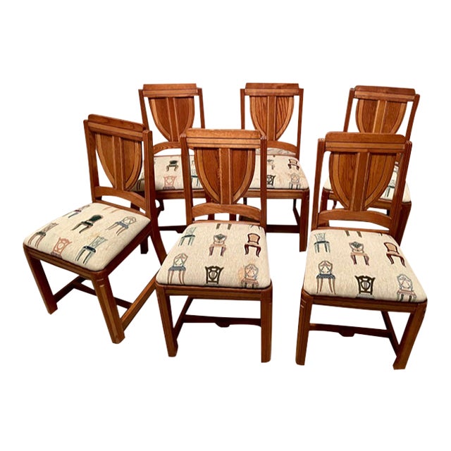 Solid Oak Dining Room Chairs - Set of 6 For Sale