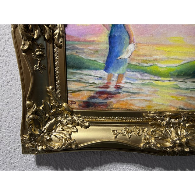 Art Deco n.i. Dobritsin Russian Oil Painting at Dawn Girl Scarlet Sails Seascape Signed For Sale - Image 3 of 11