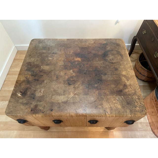 Wood Vintage Michigan Maple Block Co. Solid Maple Butcher Block Table-Petoskey, Michigan-12.5" Thick For Sale - Image 7 of 14