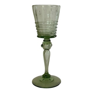 Antique Steuben Frederick Carder Spanish Green Threaded Cordial Glass Shape No. 6359 Usa C. 1925 For Sale
