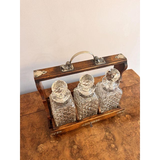 Antique Victorian Oak Tantalus, 1880, Set of 4 For Sale - Image 6 of 7