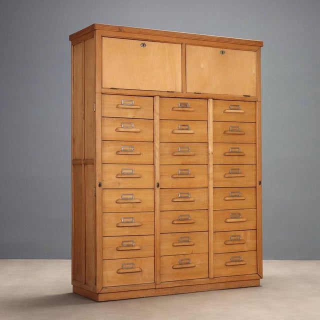 Vintage Wooden Filing Cabinet, 1950s For Sale - Image 10 of 10