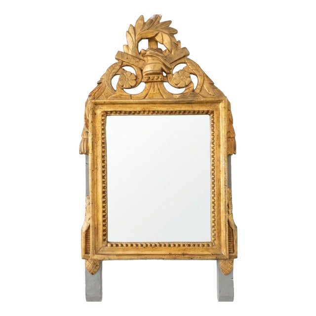Small Louis XVI Style Carved and Gilded Mirror, 1780s For Sale