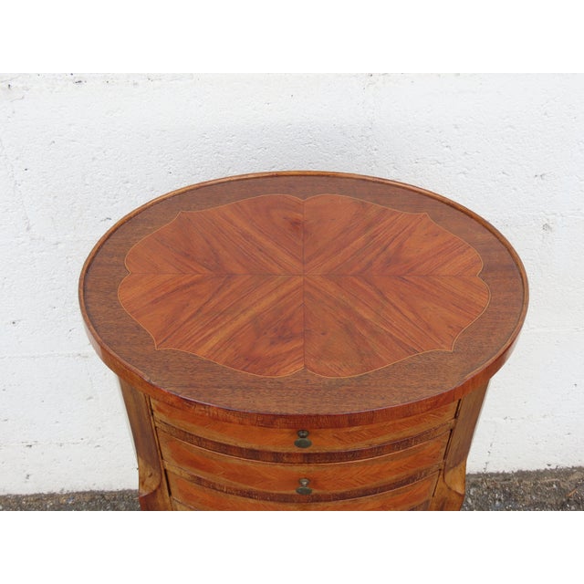 French Early 1900s Inlay Tall Nightstand End Side Table 6316 For Sale - Image 9 of 16