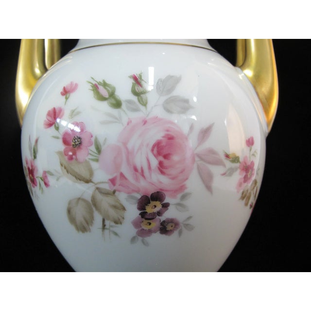 Hutscehnreuther German Hand Painted Porcelain Urn Shaped Floral Vase For Sale In Portland, OR - Image 6 of 8