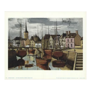 Bernard Buffet 'Les Sables D'Olonne. Le Port a Maree Basse' Modernism Brown,Gray,White France Offset Lithograph