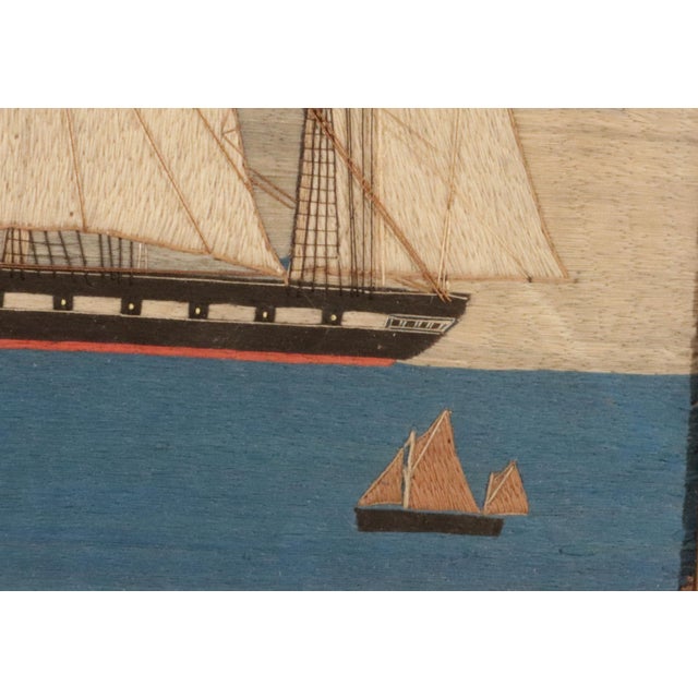 Maritime Folk Art: Sailor's Woolwork of a Royal Navy Ship off Bermuda Circa 1865 A fine mid-19th-century British sailor's...