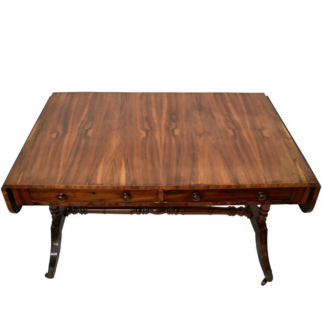 Early 19th Century Antique English Regency Rosewood Writing Desk, Sofa Table For Sale - Image 5 of 6