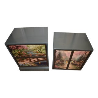 Bombay Co. Decoupage Nightstand Pair For Sale