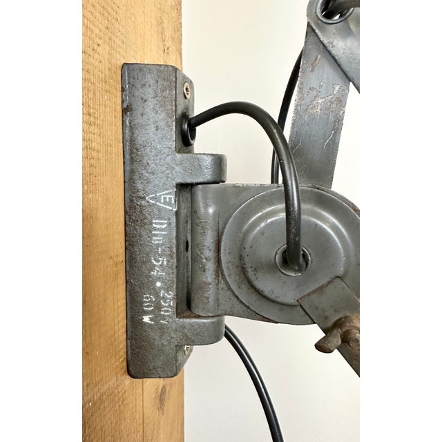 Grey Industrial Scissor Wall Lamp from Elektroinstala, 1960s For Sale - Image 10 of 14