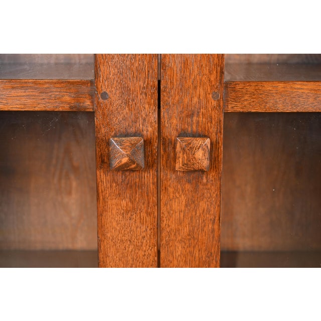 Brown Gustav Stickley Style Mission Oak Arts and Crafts Bookcase Cabinet For Sale - Image 8 of 11