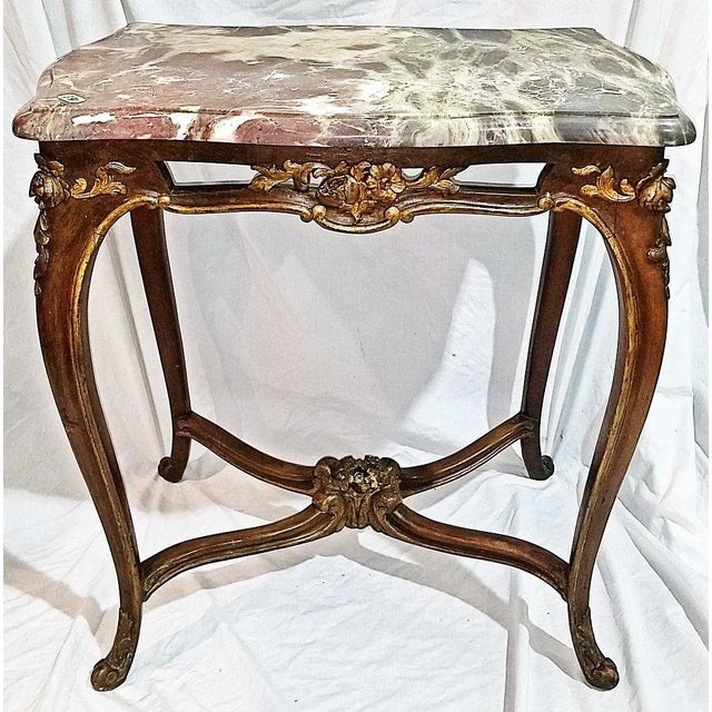 French 19c French Louis XV Style Marble Top Side Table For Sale - Image 3 of 9