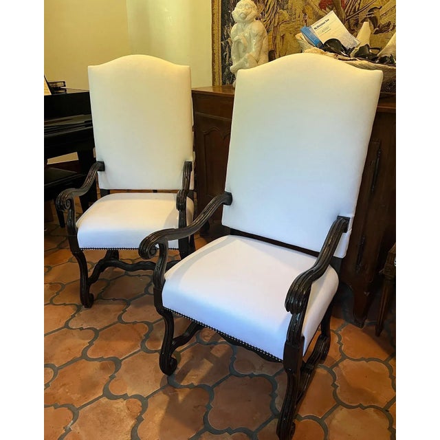 Late 20th Century Vintage White Upholstered Interior Crafts Chairs - a Pair For Sale - Image 5 of 13