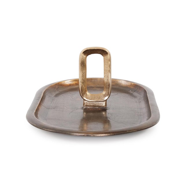 Kenneth Ludwig Chicago Golden Ore Oval Tray With Handle For Sale - Image 4 of 7