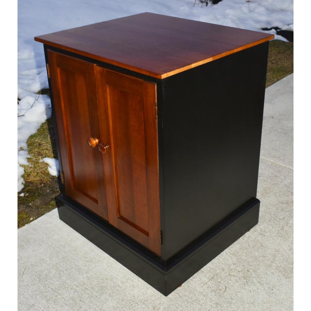 Vtg. Ethan Allen Black & Cherry Two Door Transitional Style Cabinet For Sale - Image 10 of 13