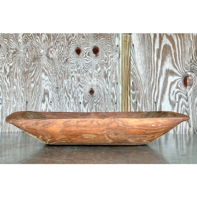 Vintage Boho Hand Carved Dough Bowl For Sale - Image 9 of 12