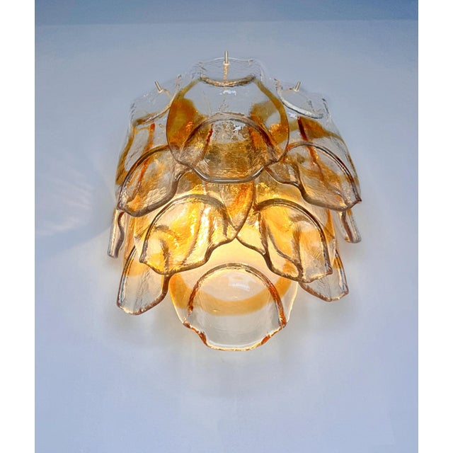 Vintage Italian Murano Wall Lights with 10 Amber Trasparent Glasses, 1990s, Set of 2 For Sale - Image 6 of 18