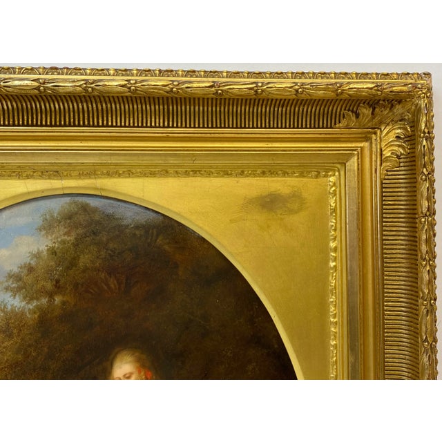 Brown Eduard L. Roelant Mid-19th Century Oil Portrait of Two Sisters With Their Dog For Sale - Image 8 of 12