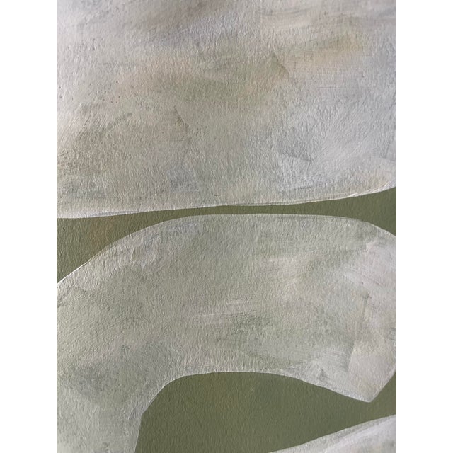 Abstract minimalist painting on French hand crafted cotton paper. Framed in a gold frame. All works on paper are framed...