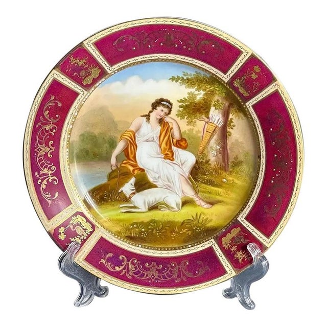 Antique Gilded Porcelain Diana Plate from Royal Vienna, 19th Century For Sale - Image 11 of 11