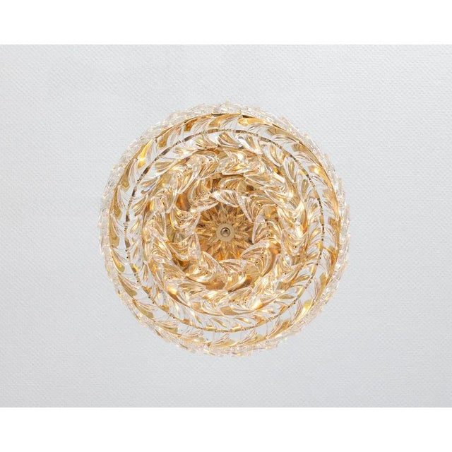 Gilt Brass and Crystal Flush Mount from Palwa, Germany, 1970s For Sale - Image 9 of 11