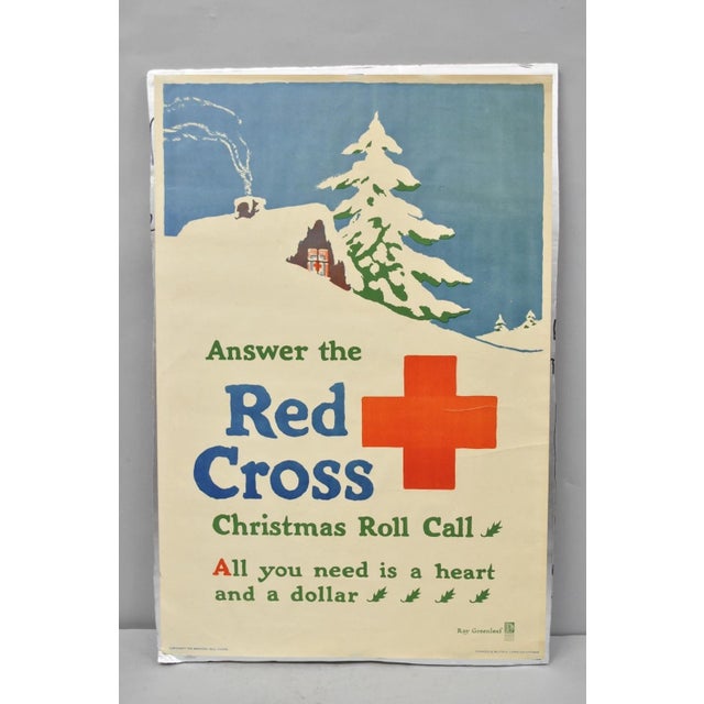 Original Vintage 1918 Wwi Poster 'Red Cross Christmas Roll Call' Ray Greenleaf For Sale - Image 12 of 13