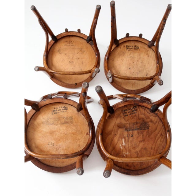 Set of Four Antique Great Northern Bentwood Dining Chairs For Sale - Image 9 of 15
