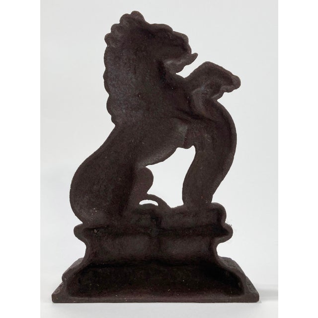 Substantial Vintage Cast Iron Lion Doorstop For Sale - Image 4 of 6