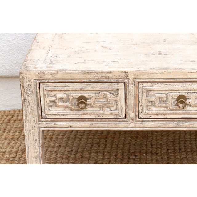 1990s Ming Style Coffee Table W/ Ancestral Carvings For Sale - Image 5 of 11